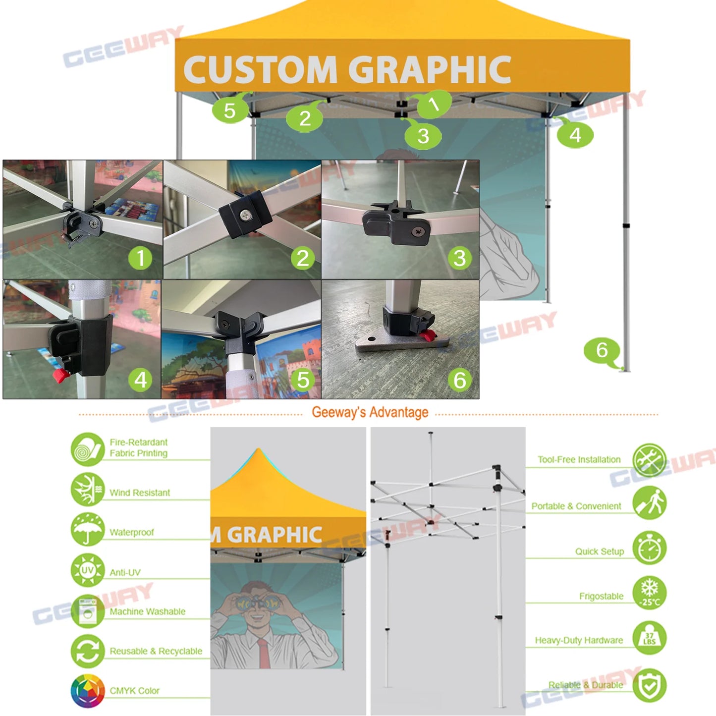 outdoor trade show tent Custom Logo Printed 3x3 Folding Canopy stretch tent