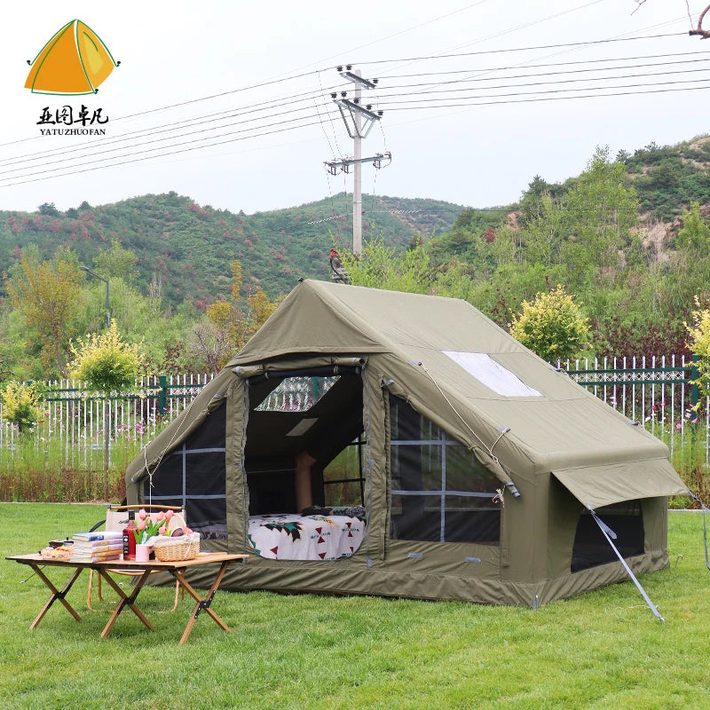 Inflatable Camping Tent Waterproof Family Glamping Tent Cotton