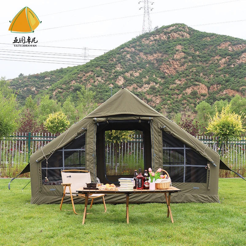 Inflatable Camping Tent Waterproof Family Glamping Tent Cotton